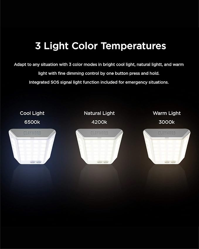 CLAYMORE 3Face Mini (Moss Green) - Lightweight and Portable LED Area Light for Outdoors, Camping, Tent, Emergency, and Industrial Use. Rechargeable Lantern with USB-C, Up to 60 Hours Battery Life.