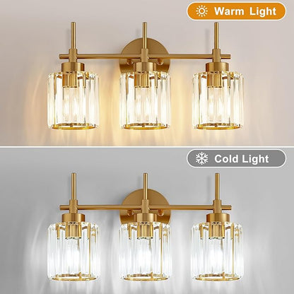 EJIAXIN Bathroom Lighting Fixtures, 3 Light Gold Bathroom Light Fixtures