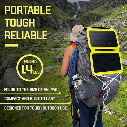 SunJack ??15 Watt Foldable Solar Panel, ETFE Monocrystalline Portable Solar Panel with USB-C and USB-A, IP67 Waterproof Solar Panels for Camping, Backpacking, Hiking and Travel
