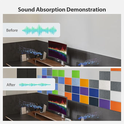 Amantech 12 Pack Acoustic Panels Self Adhesive Sound Proof Foam, High Density