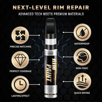 Matte Black Rim Touch Up Paint, Efficient Wheel Paint Pen for Metal, Also Match Flat Black, Quick and Easy Repair Curb Rash, Car, Faucet and More, Universal and Color Accurate, Long lasting