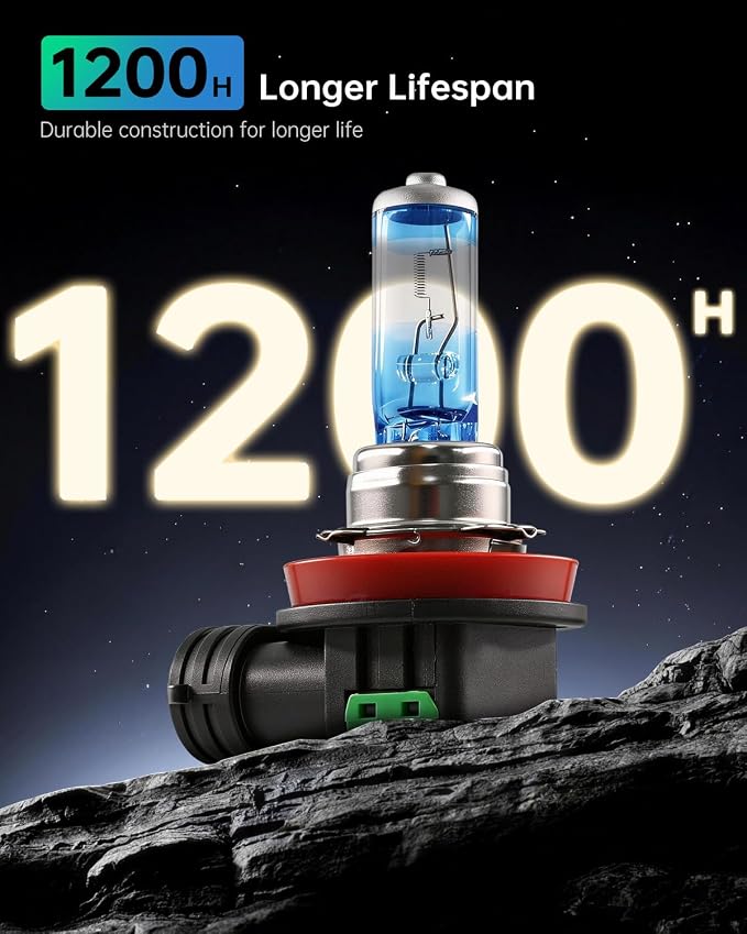 littlelucky H11 Halogen Bulbs, 3800k Warm White Light, 300% Brighter, High Performance 12V/55w Halogen Light for High/Low Beam Replacement Bulb, 1200H Lifespan, Plug&Play 2 Pack