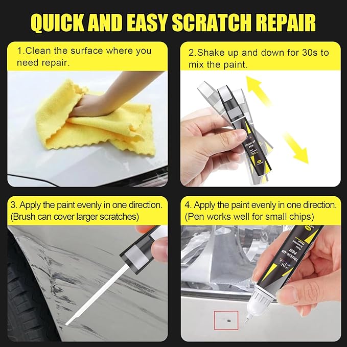 XNA Midnight Black II(C4R) for MINI Touch Up Paint, 2 in 1 Car Scratch Remover with Pen Tip and Brush, Exact Color-Matched for Car Paint Scratch Repair, Quick & Easy Fix Chips and Nicks