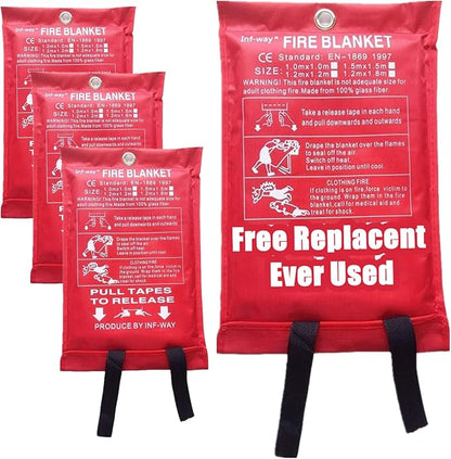 Inf-way Emergency Fire Blanket for Home and Kitchen, 5 Size for Choice, 1 Pack Fire Blanket 3.3x3.3ft