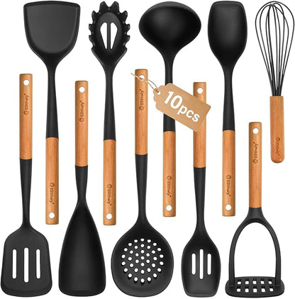 Large Silicone Cooking Utensils Set, Heat Resistant Silicone Utensils