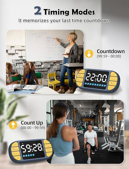 DOOMAY Digital Kitchen Visual Timer: 3.6'' Large LED Display, 3 Brightness