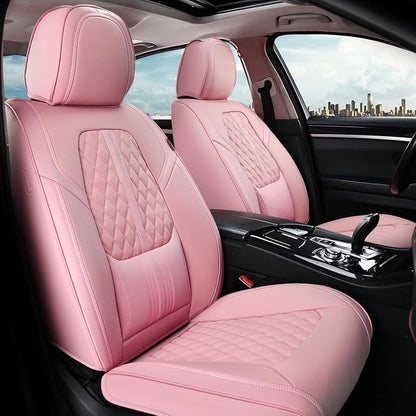 Coverado Car Seat Covers Full Set, Automotive Front and Rear Seat Covers with Backrest, Nappa Leather Car Seat Protectors Waterproof, Universal for Most Vehicles