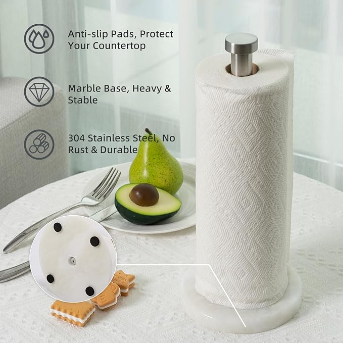 Koville African Genuine Marble Paper Towel Holder Countertop,