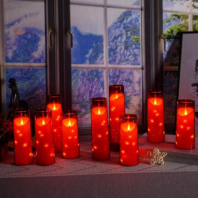 Flameless Candles with Embedded Star String, Battery Operated LED Pillar