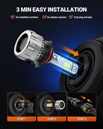 SEALIGHT 9005 H11 Bulbs Combo, 9005/HB3 H11/H9/H8 LED Bulbs 800% 140000LM Super Bright 6500K Cool White Fog Lights Bulbs and Off-Road Lights, 3 Mins Plug-N-Play, Pack of 4