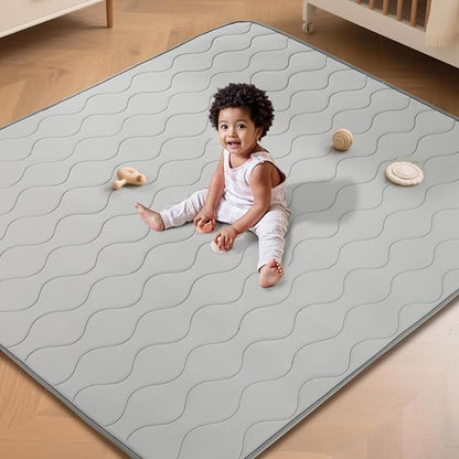 Baby Play Mat for Floor,59x71 Playpen Mat,Soft Crawling Playmate for Tummy Time and Travel,Washable&Easy Storage,Non-Slip Foam Floor Mats for Toddlers' and Infants' Play or Relax(Grey)
