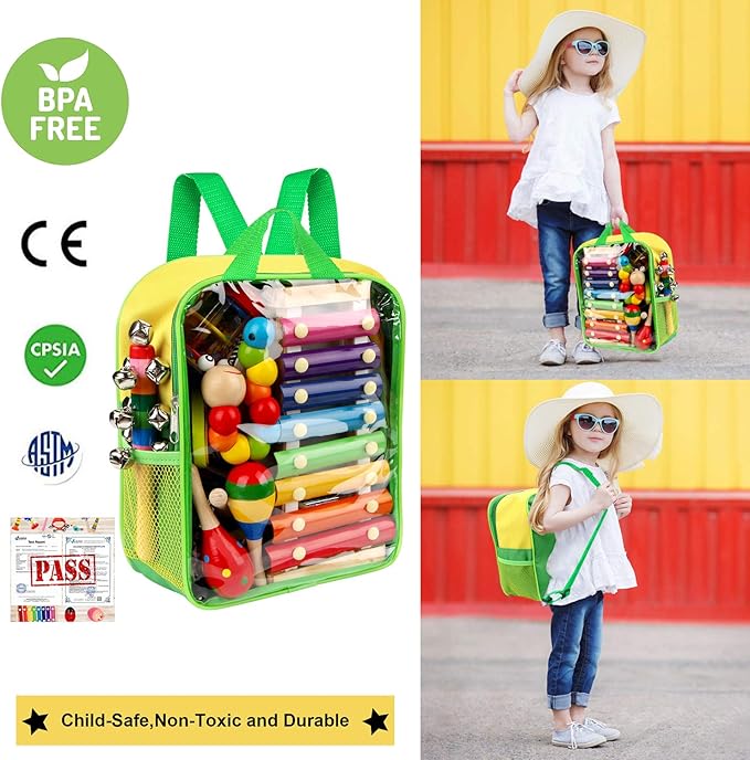 Kids Musical Instruments, 33Pcs 18 Types Wooden Percussion Instruments Tambourine Xylophone Toys for Kids Children, Preschool Education Early Learning Musical Toy for Boys and Girls