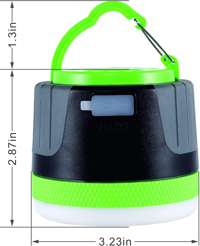 LIT-PaTH LED Camping Lantern, Rechargeable Light with Magnet Base, 4400 mAh, Survival Kit for Emergency, Hurricane, Outage, Large Green, 1 Pack