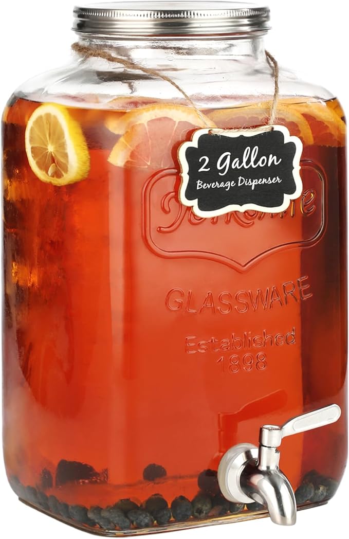 2 Gallon Glass Drink Dispenser