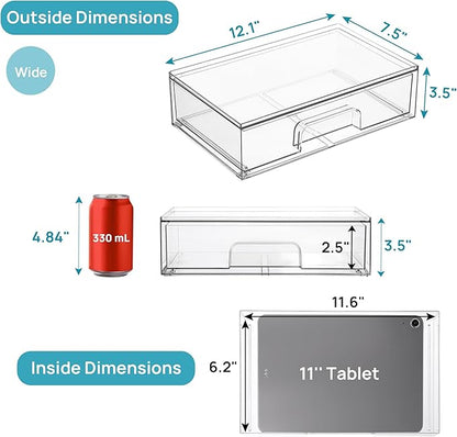 Vtopmart 12.1''W Clear Stackable Storage Drawers, 2 Pack Acrylic Plastic