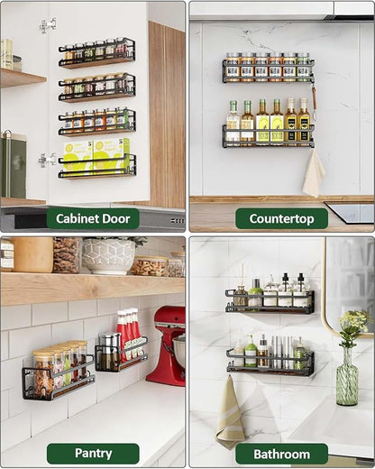 Doakhirmit 4 Pack Wall Mount Spice Rack