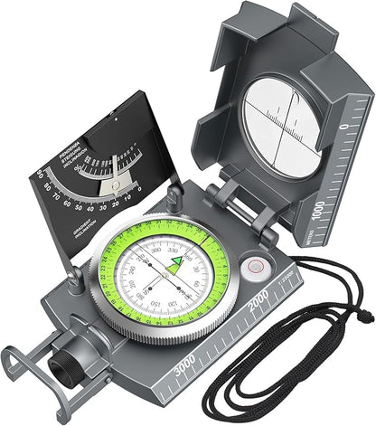 Proster IP65 Compass Hiking Survival - Lensatic Sighting Compass for Camping Navigation, Compass with Clinometer & Carry Bag for Camping Hunting Hiking Geology Activities