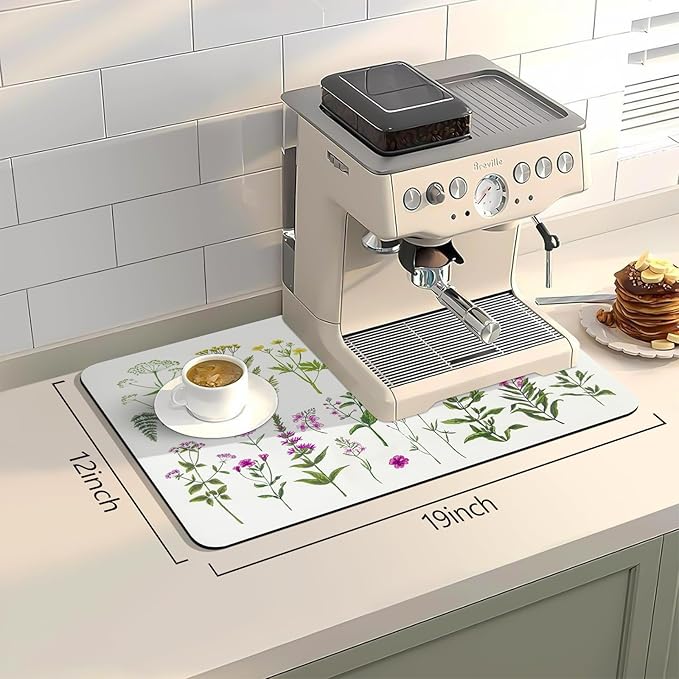 Bloss Kitchen Mat, Coffee Mat 12"x19", Coffee Bar/Maker Mat, Kitchen Counter