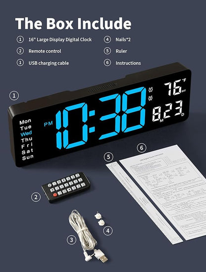 MASHI Digital Wall Clock, Auto-Dimming Wall Clock