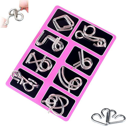 Reverse Thinking Puzzles, Metal Puzzle Ring, Educational Intellectual Toys IQ Toys, Metal Brain Teaser Puzzles, 2025 New IQ Test Brain Teaser Disentanglement Set (Pink)
