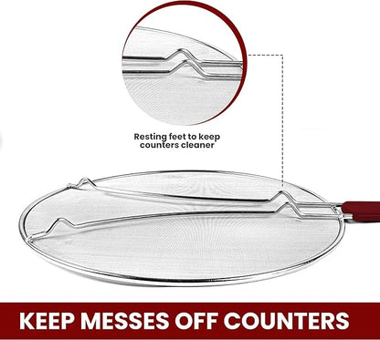 13" Grease Splatter Screen for Cooking | Stainless Steel Oil Splatter Guard and