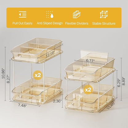 Delamu 2-Tier Under Sink Organizers and Storage, Pull Out Kitchen Pantry