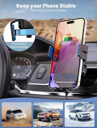Wireless Car Charger, MOKPR Auto-Clamping Car Mount 15W/10W/7.5W Fast Charging Air Vent Car Phone Mount Compatible with iPhone 16 15/14/13/13 Pro/12 Pro Max/12 pro/12/11/10/8 Series, Samsung Galaxy