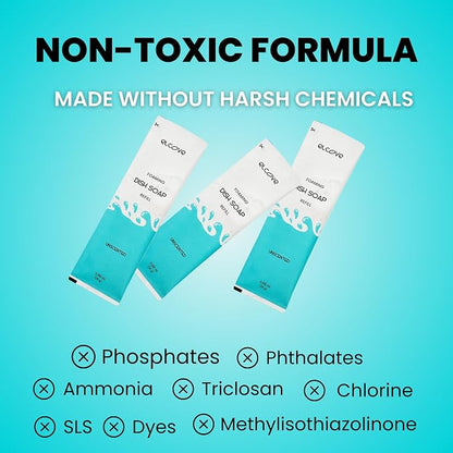 Foaming Dish Soap Refills (5pk), Concentrated Powder to Liquid Refills Make 5 Bottles x 12oz each of Non Toxic, Eco Friendly Unscented Dish Soap, Septic Safe