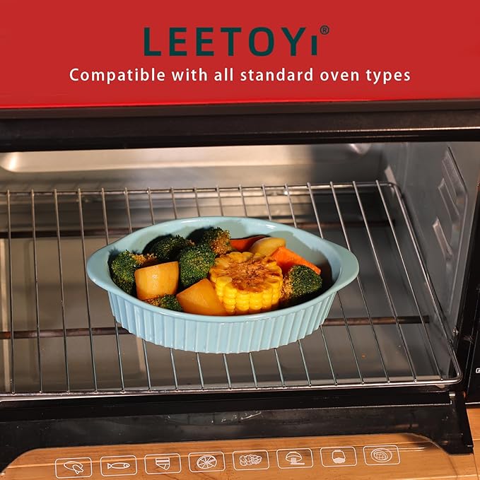 LEETOYI Porcelain Small Oval Au Gratin Pans, Baking Dish Set