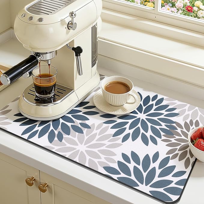 Findosom Floral Dish Drying Mat, Cuttable Drying Mat