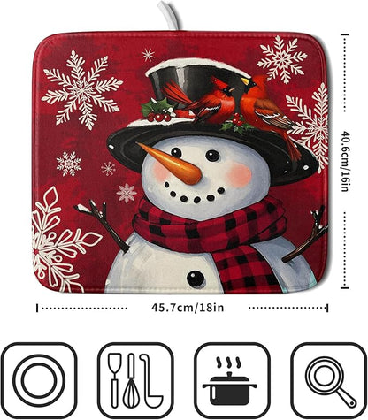 Christmas Snowman Dish Drying Mat