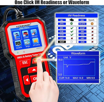 KONNWEI KW681 OBD2 Scanner 6V 12V Car Battery Tester, 2 in 1 Car Diagnostic