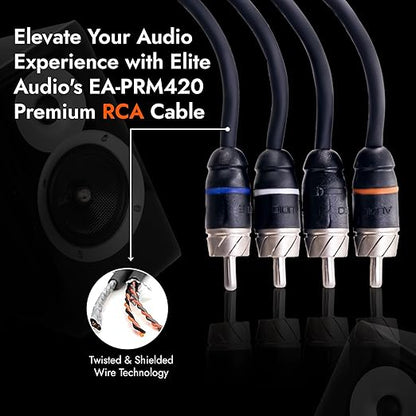 Elite Audio Premium Series 20ft. 4-Channel Car Audio RCA Cable – Double Shielded
