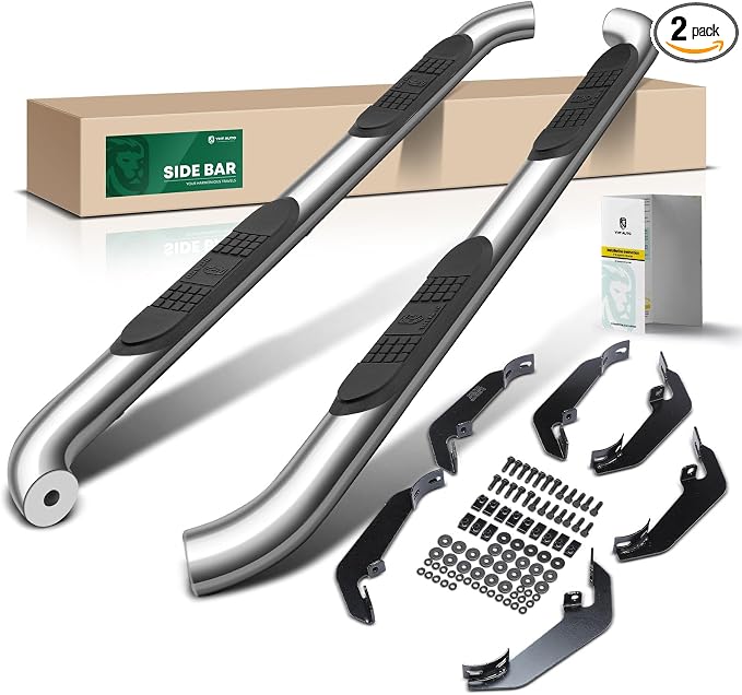 YHTAUTO 3 Inch Running Boards Side Steps Compatible with Honda Pilot 2009-2015, SUV, Round Stainless Steel Polished Chrome, Cab Side Step Rails Off-Road Exterior Accessories, Set of 2