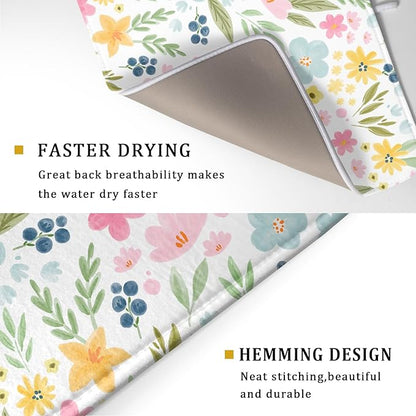 Spring Dish Drying Mat for Kitchen Counter Cute Floral Summer Holiday