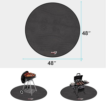 DocSafe 48" Round Fire Pit Mat, 4-Layer Fireproof Under Grill Mat Heat Insulated Indoor Fireplace Pad Protector for Decks,Patios,Grass,BBQ Smoker, Portable Reusable Oil-Proof and Waterproof, Black