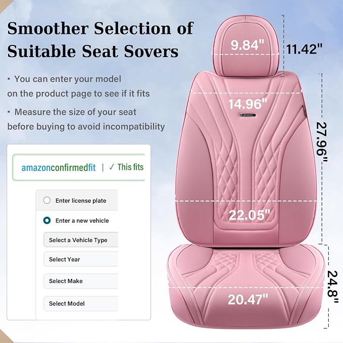 Coverado Car Seat Covers, Car Seat Covers Front Seats, 2-Pack Front Seat Cover, Nappa Leather Waterproof Seat Covers, Car Seat Protectors, Automotive Seat Covers Universal Fit for Most Vehicles