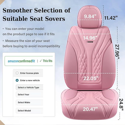 Coverado Car Seat Covers, Car Seat Covers Front Seats, 2-Pack Front Seat Cover, Nappa Leather Waterproof Seat Covers, Car Seat Protectors, Automotive Seat Covers Universal Fit for Most Vehicles