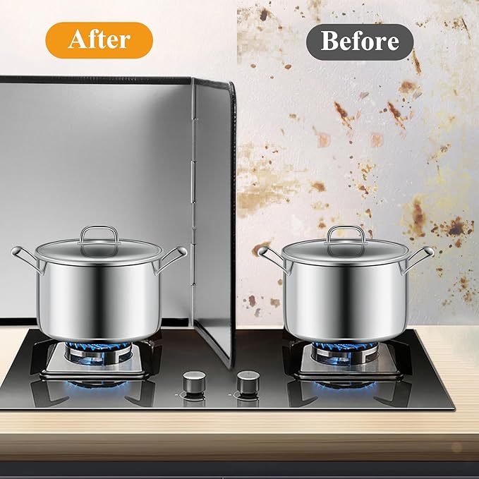 Foldable Stainless Steel Splatter Guard, Oil Splash Protection Backsplash