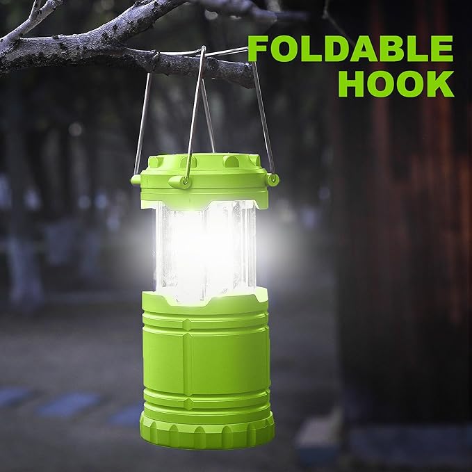 4-Pack Mini LED Camping Lanterns, Portable Camping Lights, Outdoor Tent Lights, Essential Emergency Lights for Power Outages, Hiking, Survival Kit for Hurricane, Green