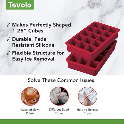 Tovolo Silicone Ice Cube Tray Cayenne Red Pack of 2 BPA Free Ice Tray Mold