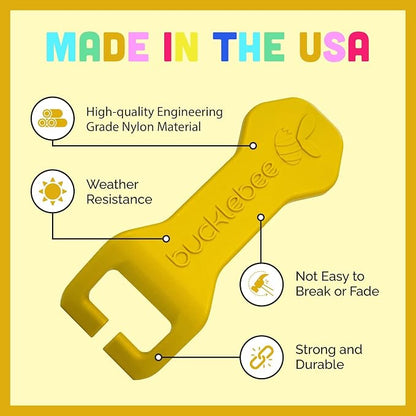 Bucklebee Easy Car Seat Buckle Release Aid for Children Unbuckle Car Seat Release Tool - Button Pusher - Opener for Nails - Buckle Release Tool (1 Pack Yellow)