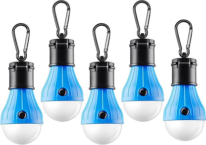 Tent Lamp Portable LED Tent Lights Blue 5 Packs Hook Hurricane Emergency Lights LED Camping Lights Bulb Camping Tent Lanterns Camping Equipment for Camping Hiking Backpacking Fishing Outage