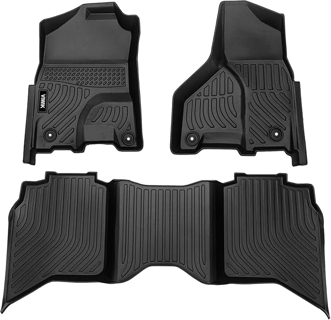 VIWIK Floor Mats Compatible for 2013-2018 Ram 1500/2500/ 3500 Crew Cab, 2019-2024 Ram 1500 Classic Crew Cab, Automotive Car Floor Mats All Weather Custom Floor Liners TPE Black