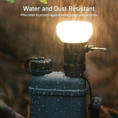 NESTOUT Rugged Outdoor Camping LED Lantern w/ Mini Tripod, Dimmable USB Powered Soft LED Light, IP44 Water Dust Resistant, 10-350 Lumen, Portable Lamp for Power Bank EDC Travel, LAMP-1 (Beige)