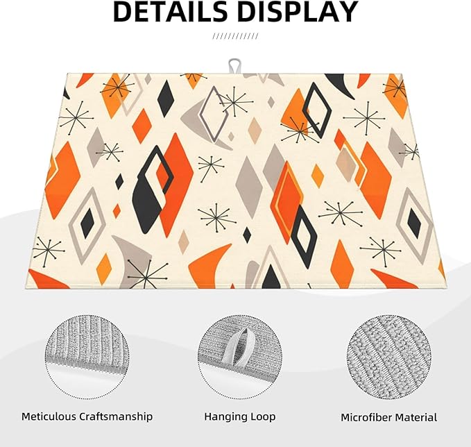 Retro Geometric Pattern Dish Drying Mat