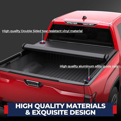 MOSTPLUS Roll-Up Soft Vinyl Truck Bed Cover Tonneau Cover Compatible with 2014-2025 Toyota Tundra Fleetside w/Deckrail System 8 FT 97.6inch