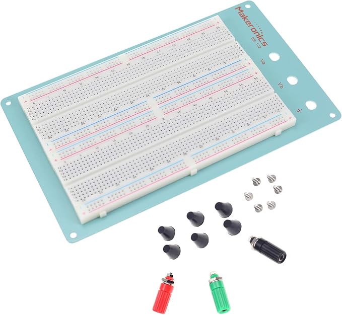Makeronics 1660 Tie-Points Solderless Breadboard with Blue Aluminum Back Plate for Circuit/Arduino/Raspberry Pi Prototyping