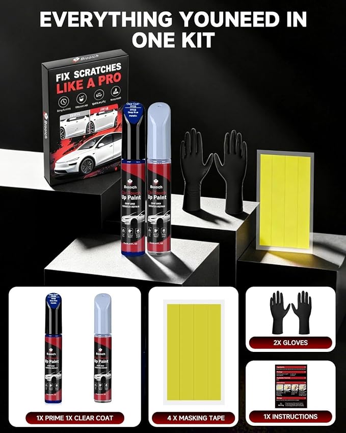 PPSB Deep Blue Metallic for Tesla Touch Up Paint Kit[2K Clear Coat Included],Exact Color Match Touch Up Paint for Chip and Scratch Repair