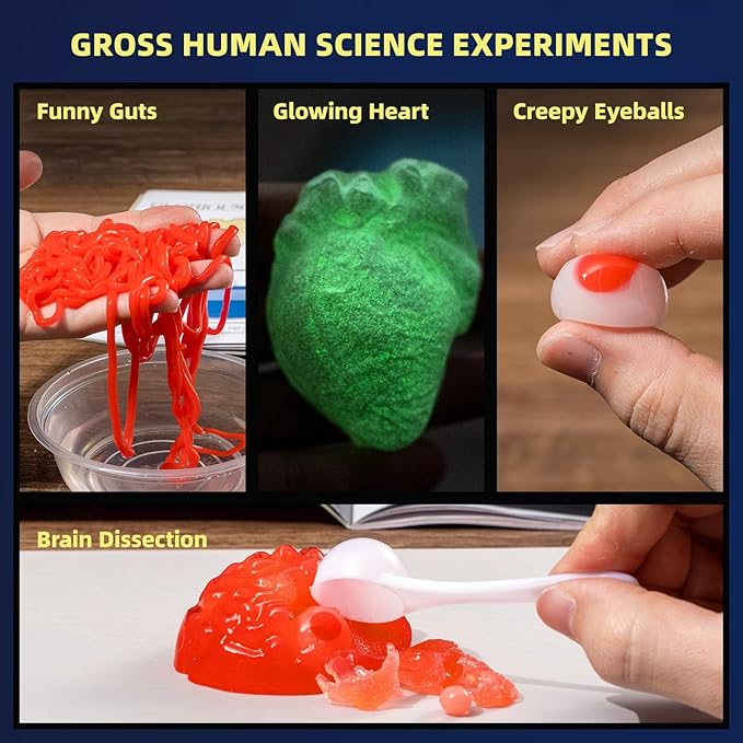 GobiDex Gross Science Experiments - Brain Dissection, Snot Making & Glowing Heart, Human Anatomy Science Kit for Kids, Educational STEM Toys, Birthday Gifts for Boys & Girls Ages 8-12